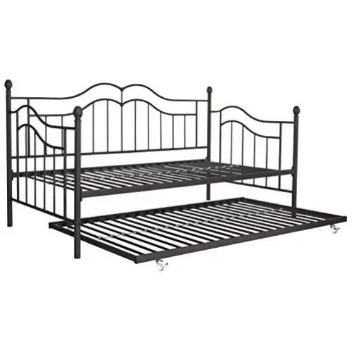 DHP Tokyo Daybed and Trundle with Metal Frame, Twin Over Twin Size, Brushed Bronze