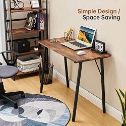 Writing Computer Desk Modern Simple Study Table Kids Desk Small Industrial Home Office Wood Work Desk with Metal Legs Tiny Desk for Bedroom, 39.4 x 18.9 x 29.1 inch Vintage Brown