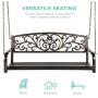 Best Choice Products 2-Person Metal Outdoor Porch Swing, Hanging Steel Patio Bench for Garden Deck w/Floral Accent, 485lb Weight Capacity - Bronze