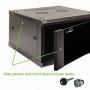 NavePoint 15U Wall Mount Server Data Cabinet 24 Inch Depth Glass Door Lock Casters and Shelves