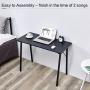 Simple Computer Desk Modern Wood Study Writing Table Small Industrial Home Office Work Desk with Metal Legs, 39.4 x 18.9 x 29.1 inch Kids Desk, Black