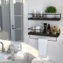 ZGO Floating Shelves for Wall Set of 2, Wall Mounted Storage Shelves with Metal Frame and Towel Rack for Bathroom, Kitchen, Bedroom