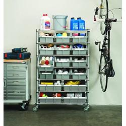 Seville Classics Commerical Grade NSF-Certified Bin Rack Storage Steel Wire Shelving System - 16 Bins - Gray