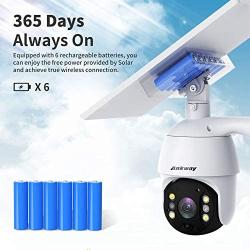 Ankway Solar Security Camera Outdoor with 18000mAh Rechargeable Battery, Wireless Security Camera System, 2.4G WiFi Cam 1080P FHD Color Night Vision, IP65, 2-Way Audio, Pan Tilt, PIR Motion Detection