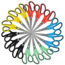 Westcott 8'' Straight Stainless Steel Soft Grip Handle Scissors, Assorted Colors, Pack of 15