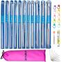 Knitting Needle Set, BCMRUN 22PCS 2mm(B)-8mm(L) Straight Single Pointed Stainless Steel Sweater Needles Set(11Pair-11 Size,9.8 inch) with Locking Stitch Makers Large-Eye Blunt Needles Measure Tape