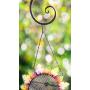 Evergreen Garden Sunflower Metal and Glass Hanging Mesh Bird Feeder - 12.5”W x 3'' D x 17'' H