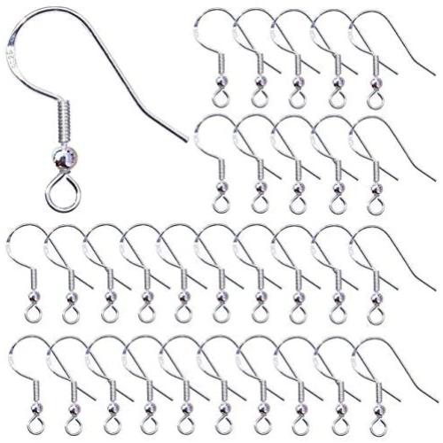 925 Sterling Silver Earring Hooks Hypoallergenic French Wire Hooks Fish Hook Earrings Jewelry Findings Parts DIY Making 40pcs