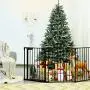 Costzon Baby Safety Gate, 115 Inch Length 5 Panel Adjustable Wide Fireplace Fence, BBQ Metal Fire Gate, Pet Isolation Fence with Walk-Through Door, Freestanding Hearth Gate (Black, Medium)