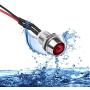 Cobella 4mm Metal Indicator Light 12V Waterproof Signal Lamp 0.3'' Mounting Hole Diameter, 2PCS, Red