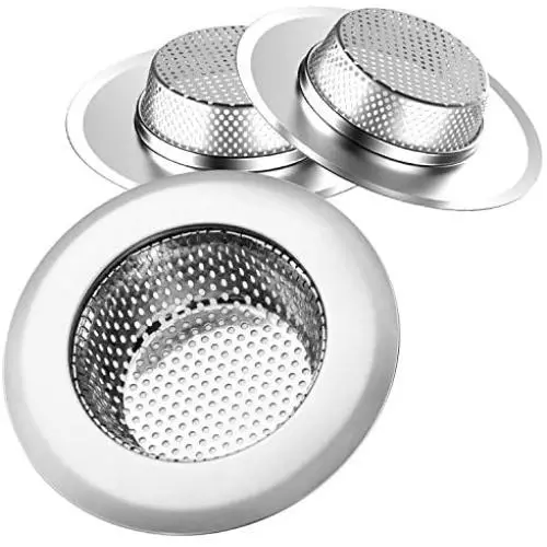 Helect 3-Pack Kitchen Sink Strainer Stainless Steel Drain Filter Strainer with Large Wide Rim 4.5'' for Kitchen Sinks
