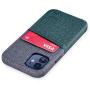 Dockem Wallet Case for iPhone 12 Mini: Built-in Metal Plate for Magnetic Mounting & 1 Credit Card Holder Slot: 5.4'' Luxe M2, Canvas Style Synthetic Leather (Green and Grey)