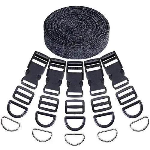 Swpeet 41Pcs 1 Inch DIY Making Bag Kit, Including Flat Side Release Buckles and Tri-glide Slides and D Rings with 1 Roll 5 Yards Nylon Webbing Straps for DIY Making Luggage Strap, Pet Collar Swpeet 41Pcs 1 Inch DIY Making Bag Kit, Including Flat Side Release Buckles and Tri-glide Slides and D Rings with 1 Roll 5 Yards Nylon Webbing Straps for DIY Making Luggage Strap, Pet Collar