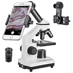 Microscope 40X-640X Optical Glass Lens All-Metal LED Biological Compound Monocular Microscope with 16X Eyepiece Cellphone Digiscoping Adapter for Capturing The Micro World in The Screen