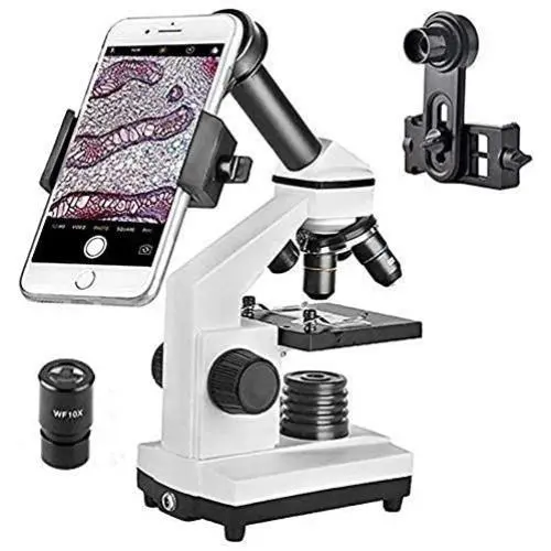 Microscope 40X-640X Optical Glass Lens All-Metal LED Biological Compound Monocular Microscope with 16X Eyepiece Cellphone Digiscoping Adapter for Capturing The Micro World in The Screen Microscope 40X-640X Optical Glass Lens All-Metal LED Biological Compound Monocular Microscope with 16X Eyepiece Cellphone Digiscoping Adapter for Capturing The Micro World in The Screen
