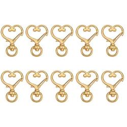 WANDIC Heart Shape Clasp, 50 Pcs Metal Lobster Claw Clasps Swivel Snap Hook for Keychains, Bags, Jewelry Making
