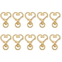 WANDIC Heart Shape Clasp, 50 Pcs Metal Lobster Claw Clasps Swivel Snap Hook for Keychains, Bags, Jewelry Making