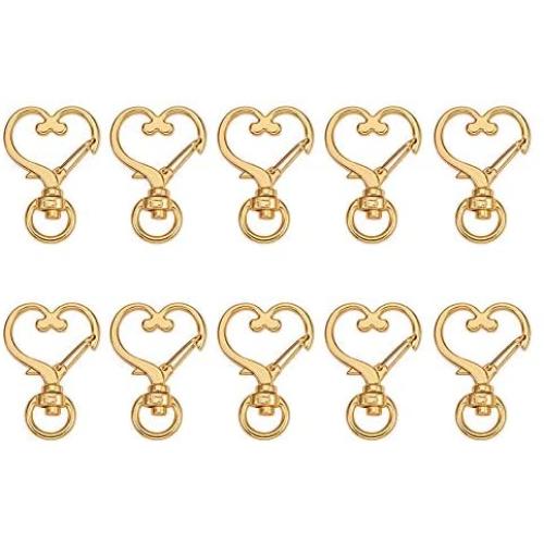 WANDIC Heart Shape Clasp, 50 Pcs Metal Lobster Claw Clasps Swivel Snap Hook for Keychains, Bags, Jewelry Making