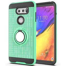 LG V35 Case,LG V35 ThinQ / V30 / LG V30S / LG V30 Plus Case with HD Phone Screen Protector,Ymhxcy 360 Degree Rotating Ring & Bracket Dual Layer Resistant Back Cover for LG V30 +ZH Mint