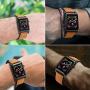 OWNACE [Upgraded] Compatible with Apple Watch Band Oil wax leather 44mm 42mm Series 6 5 4 3 Rugged Hybrid Sports Genuine Leather Vintage Dressy Bands Replacement Sweatproof iwatch Men (brown)