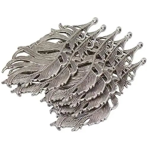 6 Pieces 85mm x 41mm Tibetan Silver Lovely Heavy Huge Bird Feather Charm Pendant for Jewelry Making (Bracelets, Necklaces, chokers, Anklet,), Crafts, Bookmark, Wind Chimes 6 Pieces 85mm x 41mm Tibetan Silver Lovely Heavy Huge Bird Feather Charm Pendant for Jewelry Making (Bracelets, Necklaces, chokers, Anklet,), Crafts, Bookmark, Wind Chimes