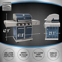 Kenmore Elite PG-40415S0LC-AM 4 Burner Outdoor Patio Gas BBQ Grill, Metallic Gun Metal