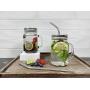 Mason Jar Mugs with Glass Handles and Metal Straws, Brimley 16oz Drinking Glasses Set of 4