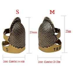 4 Pieces Sewing Thimble, Metal Copper Sewing Thimble Finger Protector Adjustable Finger Shield Ring Fingertip Thimble Sewing Quilting Craft Accessories DIY Sewing Tools(2 Small + 2 Medium)