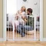 Cumbor 40.6” Auto Close Safety Baby Gate, Durable Extra Wide Child Gate for Stairs,Doorways, Easy Walk Thru Dog Gate for House. Includes 4 Wall Cups, 2.75-Inch and 5.5-Inch Extension, White Cumbor 40.6” Auto Close Safety Baby Gate, Durable Extra Wide Child Gate for Stairs,Doorways, Easy Walk Thru Dog Gate for House. Includes 4 Wall Cups, 2.75-Inch and 5.5-Inch Extension, White