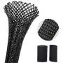 Braided PET Expandable Wire Loom 10Ft - 1/4 Inch, Braided Wire Sleeving Mesh Cable Management with 2 Heat Shrinkable Tubes, Braided Cable Sleeve for Home Office Cord Protector - Black Braided PET Expandable Wire Loom 10Ft - 1/4 Inch, Braided Wire Sleeving Mesh Cable Management with 2 Heat Shrinkable Tubes, Braided Cable Sleeve for Home Office Cord Protector - Black