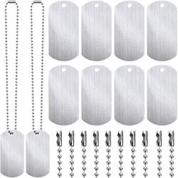 30 Pieces 2 x 1 Inch Stamping Blanks Aluminum Blank Dog Metal Tags Stamping Tag Pendants Shield Shape with Hole and 30 Pieces 11.8 Inch Nickel Plated Necklace Chain for DIY Craft Tags