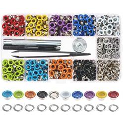 Multi-Color Grommets Kit 400 Sets 3/16 Inch, Lynda Metal Eyelets with 4 Pieces Installation Tools for Craft Making, Repair and Decoration.