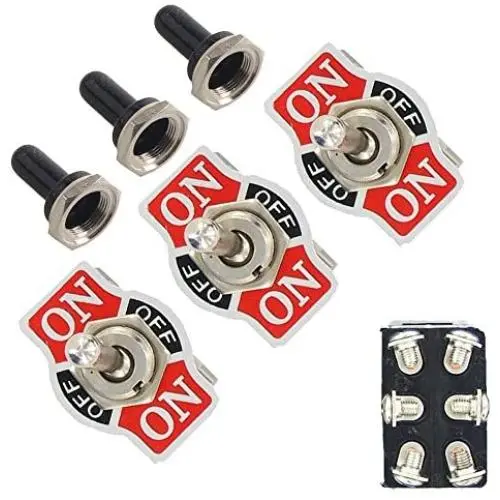 Etopars 3 X Heavy Duty 20A 125V 15A 250V DPDT 6 Terminal Pin ON/OFF/ON Rocker Toggle Switch Flick Metal Waterproof Cap Knob Etopars 3 X Heavy Duty 20A 125V 15A 250V DPDT 6 Terminal Pin ON/OFF/ON Rocker Toggle Switch Flick Metal Waterproof Cap Knob