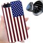 iProductsUS Wood Phone Case Compatible with iPhone 8Plus, 7Plus, 6Plus, 6s Plus and Magnetic Mount, American Flag Printed in USA,Built-in Metal Plate,TPU Rubber Protective White Cover (5.5'')