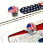 Aootf License Plate Screw Bolt Cap-American Flag Logo Metal Car License Plate Bolts Frame Screws Cover with USA Flag Sticker, License Plate Frame Security Fastener Kit with Anti-Rattle Foam Pads