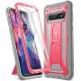 YOUMAKER Case for Galaxy S10, Kickstand Case with Built-in Screen Protector Heavy Duty Protection Shockproof Full Body Slim Fit Cover for Samsung Galaxy S10 6.1 inch - Pink