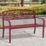 Giantex Patio Garden Bench Park Yard Outdoor Furniture Cast Iron Porch Chair (Red)