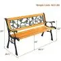 Giantex 50 Patio Park Garden Bench, Outdoor Furniture Rose Cast Iron Hardwood Frame Porch Loveseat for 2 Person Outdoor Clearance Giantex 50 Patio Park Garden Bench, Outdoor Furniture Rose Cast Iron Hardwood Frame Porch Loveseat for 2 Person Outdoor Clearance