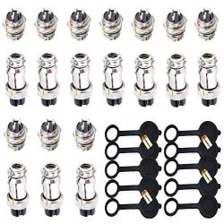 Aviation Connectors 5A, Lsgoodcare 30Pcs GX12-3 Metal Aviation Plug Kit, Including 3 Pin 12MM Plug Thread Male Female Panel Wire Socket and Aviation Plugs Cap