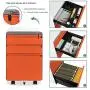 Dprodo 3 Drawers Mobile File Cabinet with Lock, Metal Filing Cabinet for Legal & Letter Size, Locking File Cabinet for Home & Office Full-Extension Drawers, Orange