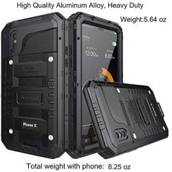 Beasyjoy iPhone Xs iPhone X/10 Metal Case Heavy Duty Waterproof Tough Cover Screen Full Body Protection Shockproof Rugged Military Grade Defender Black