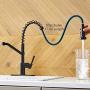 OWOFAN Kitchen Faucets with Pull Down Sprayer Solid Brass Matte Black Industrial Single Handle One Hole Or 3 Hole Faucet for Farmhouse Camper Laundry Utility Rv Wet Bar Sinks