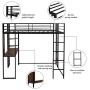 Metal Loft Bed with Desk and 2 Shelves, Twin/Full Loft Bed Frame for Kids (Full, Black)