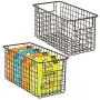 mDesign Farmhouse Decor Metal Wire Food Storage Organizer, Bin Basket with Handles for Kitchen Cabinets, Pantry, Bathroom, Laundry Room, Closets, Garage - 12'' x 6'' x 6'' - 2 Pack - Bronze