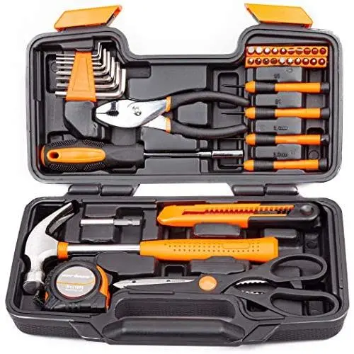 CARTMAN Orange 39-Piece Tool Set - General Household Hand Tool Kit with Plastic Toolbox Storage Case CARTMAN Orange 39-Piece Tool Set - General Household Hand Tool Kit with Plastic Toolbox Storage Case