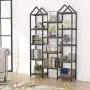 Tribesigns Rustic Triple Wide Bookshelf, 12 Open Shelves Etagere Bookcase Vintage Industrial Book Shelves Wood and Metal Display Shelf Storage Organizer for Home Office (Rustic Brown) Tribesigns Rustic Triple Wide Bookshelf, 12 Open Shelves Etagere Bookcase Vintage Industrial Book Shelves Wood and Metal Display Shelf Storage Organizer for Home Office (Rustic Brown)