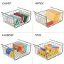 mDesign Household Metal Under Shelf Hanging Storage Bin Basket with Open Front for Organizing Kitchen Cabinets, Cupboards, Pantries, Shelves - Large, 2 Pack - Graphite Gray