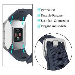 KingAcc Compatible Replacement Bands for Fitbit Ionic, Soft Silicone Fitbit Ionic Band with Metal Buckle Fitness Wristband Strap Women Men (1-Pack, Dark Gray, Large)