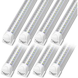 Kihung LED Shop Light 4ft, 40w 5200 Lumen 6000K (Super Bright White), V Shape T8 LED Tube Light, Clear Cover, Integrated 4 Foot Strip Light Fixture for Garage Warehouse Workshop Basement, 8-Pack