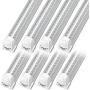 Kihung LED Shop Light 4ft, 40w 5200 Lumen 6000K (Super Bright White), V Shape T8 LED Tube Light, Clear Cover, Integrated 4 Foot Strip Light Fixture for Garage Warehouse Workshop Basement, 8-Pack